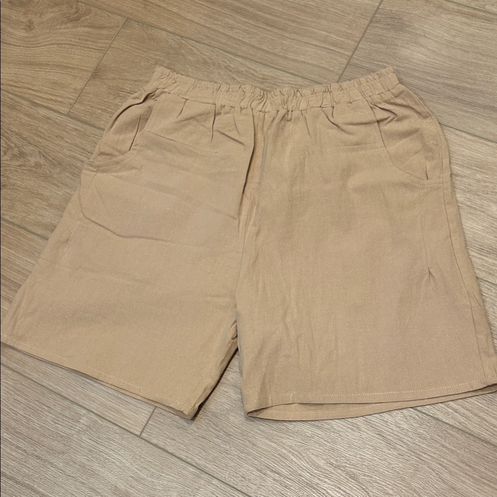 Women’s 100% Linen Tan Shorts
